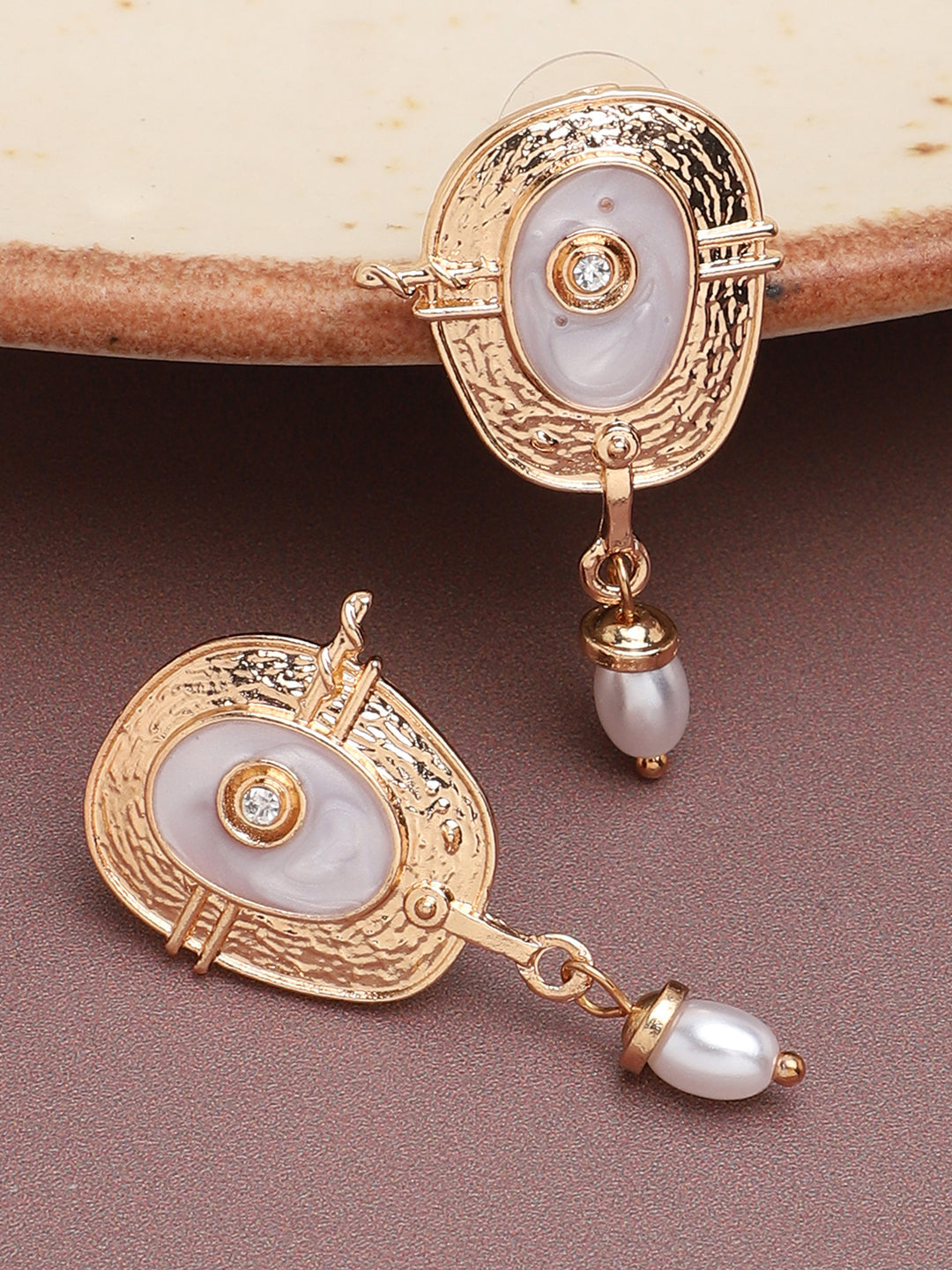 GOLD PLATED PARTY DESIGNER STONE DROP EARRING FOR WOMEN