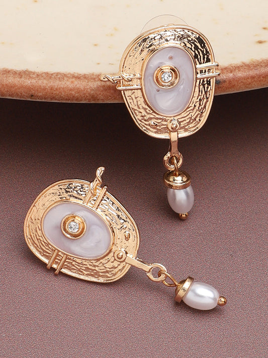 GOLD PLATED PARTY DESIGNER STONE DROP EARRING FOR WOMEN