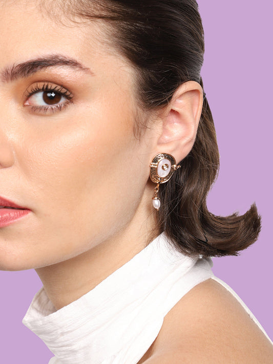 GOLD PLATED PARTY DESIGNER STONE DROP EARRING FOR WOMEN