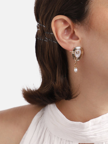 GOLD PLATED PARTY DESIGNER STONE DROP EARRING FOR WOMEN