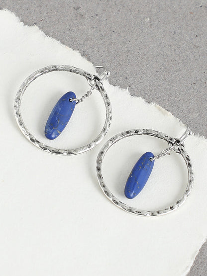 SILVER PLATED PARTY DESIGNER STONE DROP EARRING FOR WOMEN
