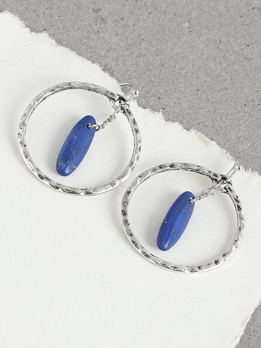 SILVER PLATED PARTY DESIGNER STONE DROP EARRING FOR WOMEN