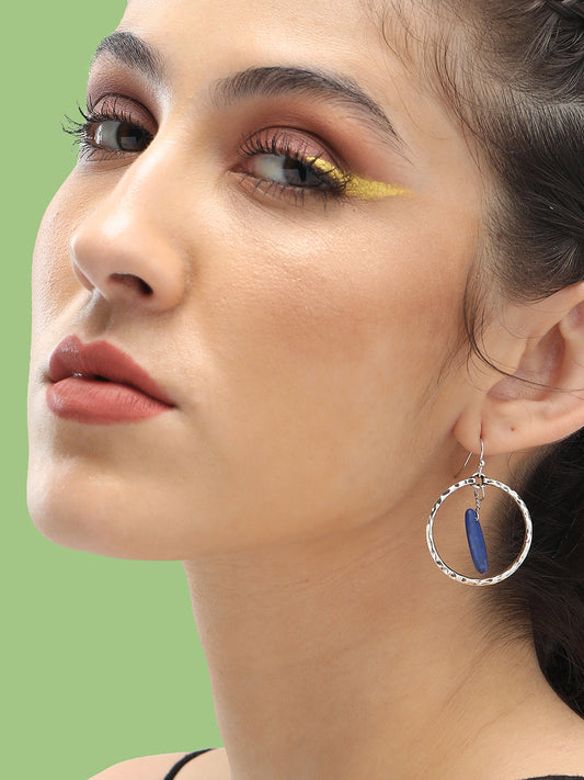 SILVER PLATED PARTY DESIGNER STONE DROP EARRING FOR WOMEN