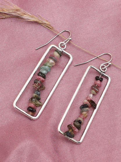 SILVER PLATED PARTY DESIGNER STONE DROP EARRING FOR WOMEN