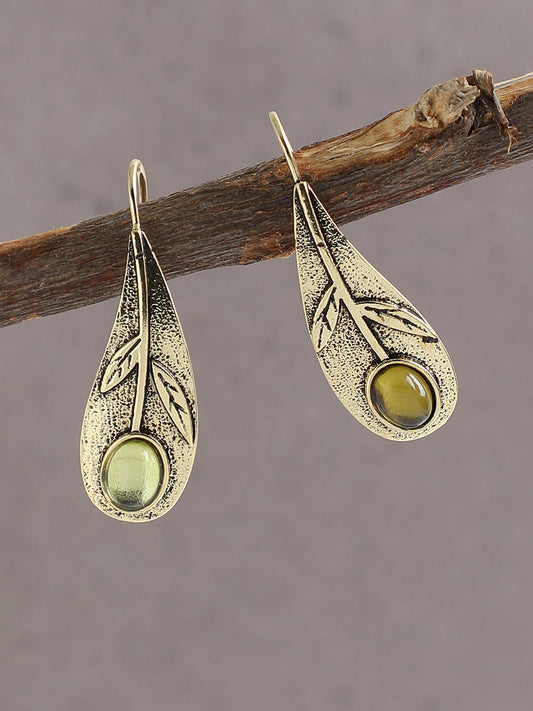 GOLD PLATED PARTY DESIGNER STONE DROP EARRING FOR WOMEN