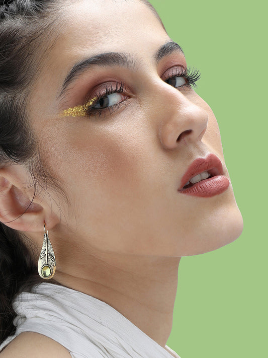 GOLD PLATED PARTY DESIGNER STONE DROP EARRING FOR WOMEN