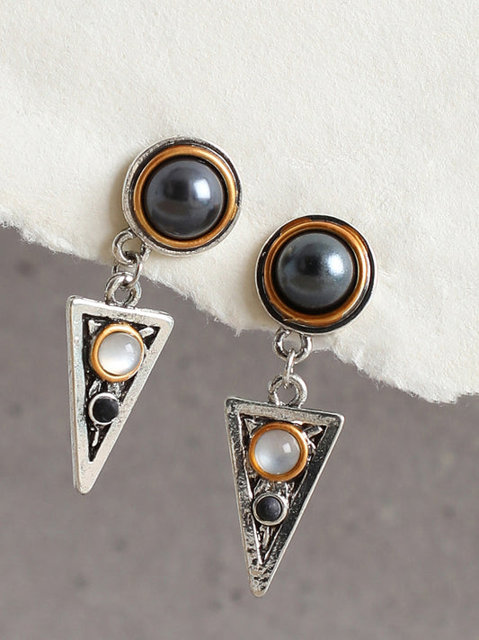 SILVER PLATED PARTY DESIGNER STONE DROP EARRING FOR WOMEN