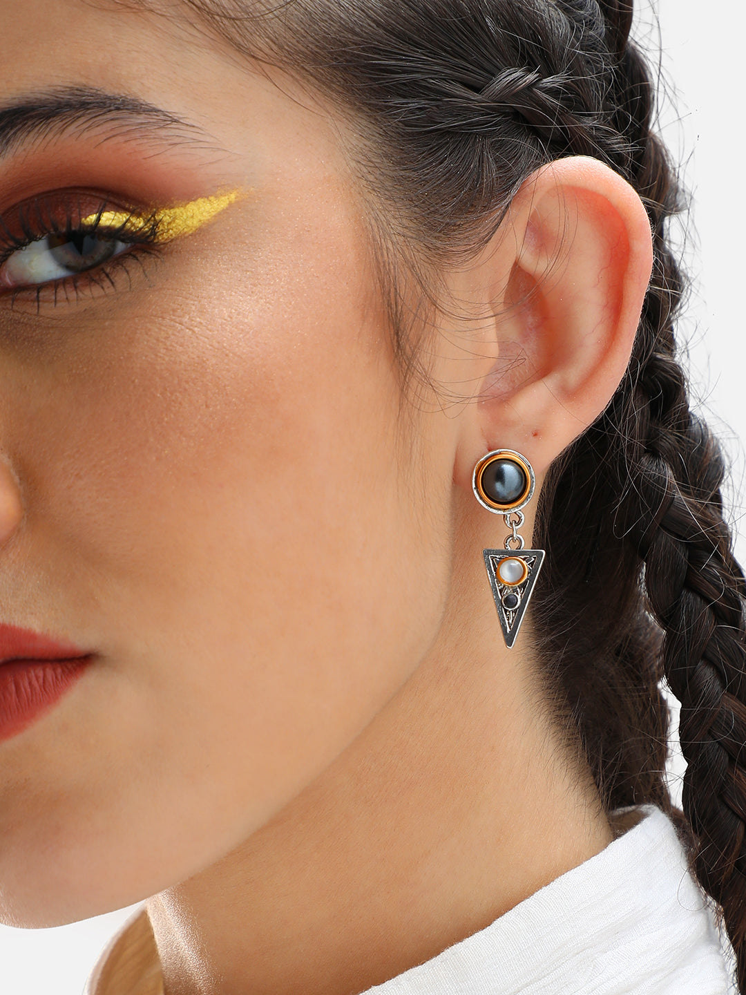 SILVER PLATED PARTY DESIGNER STONE DROP EARRING FOR WOMEN