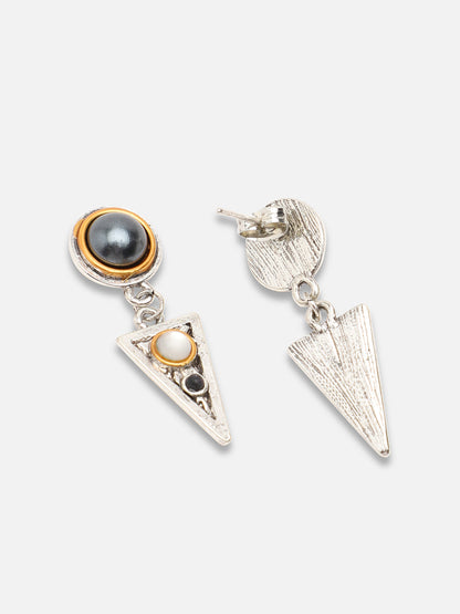 SILVER PLATED PARTY DESIGNER STONE DROP EARRING FOR WOMEN