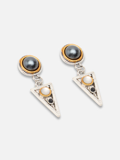 SILVER PLATED PARTY DESIGNER STONE DROP EARRING FOR WOMEN