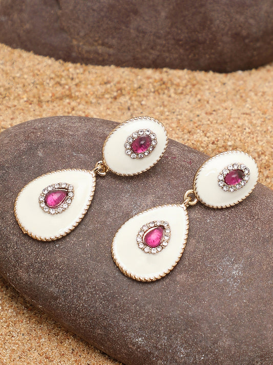 GOLD PLATED PARTY DESIGNER STONE DROP EARRING FOR WOMEN