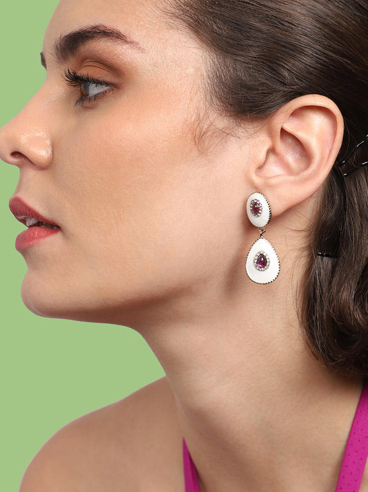 GOLD PLATED PARTY DESIGNER STONE DROP EARRING FOR WOMEN