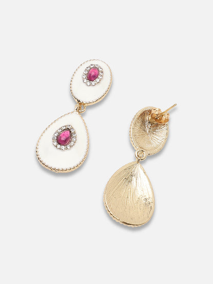 GOLD PLATED PARTY DESIGNER STONE DROP EARRING FOR WOMEN