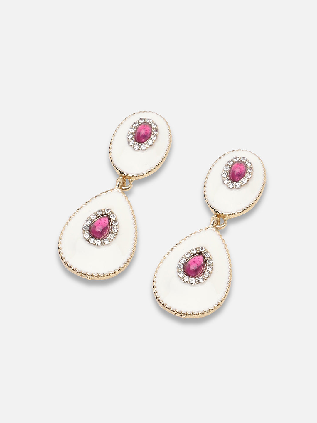 GOLD PLATED PARTY DESIGNER STONE DROP EARRING FOR WOMEN