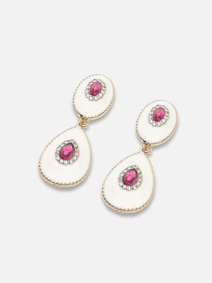 GOLD PLATED PARTY DESIGNER STONE DROP EARRING FOR WOMEN