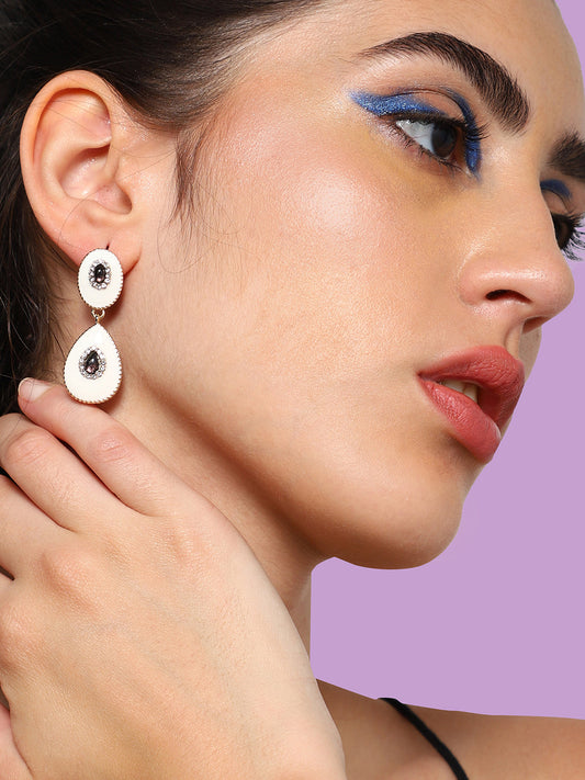 GOLD PLATED PARTY DESIGNER STONE DROP EARRING FOR WOMEN