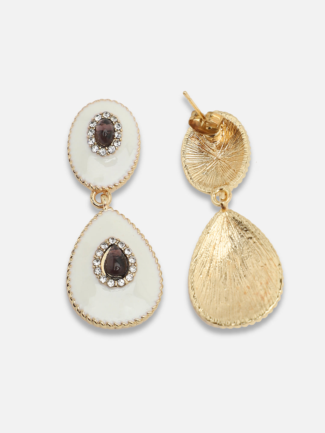 GOLD PLATED PARTY DESIGNER STONE DROP EARRING FOR WOMEN