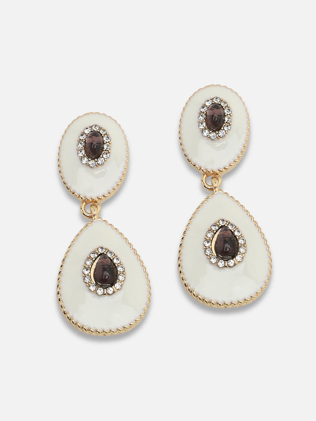 GOLD PLATED PARTY DESIGNER STONE DROP EARRING FOR WOMEN