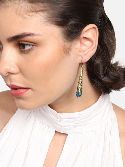 GOLD PLATED PARTY DESIGNER STONE DROP EARRING FOR WOMEN