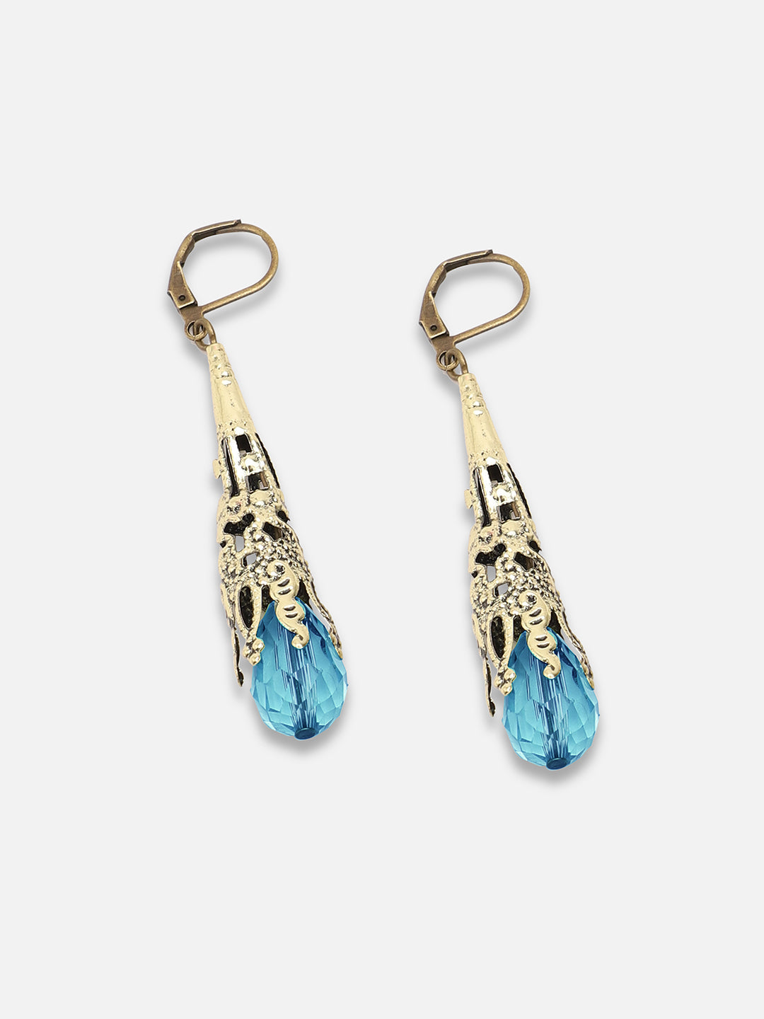GOLD PLATED PARTY DESIGNER STONE DROP EARRING FOR WOMEN