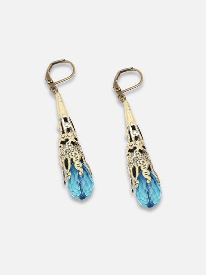 GOLD PLATED PARTY DESIGNER STONE DROP EARRING FOR WOMEN