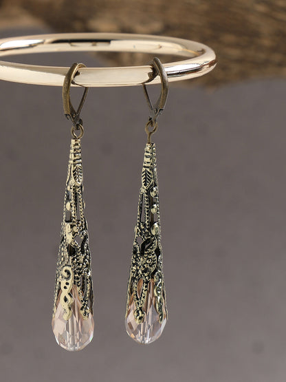 GOLD PLATED PARTY DESIGNER STONE DROP EARRING FOR WOMEN