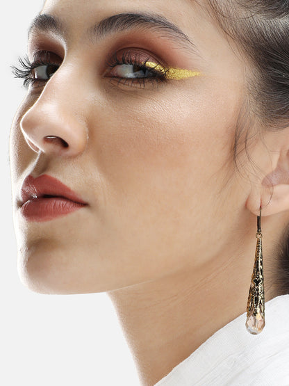 GOLD PLATED PARTY DESIGNER STONE DROP EARRING FOR WOMEN