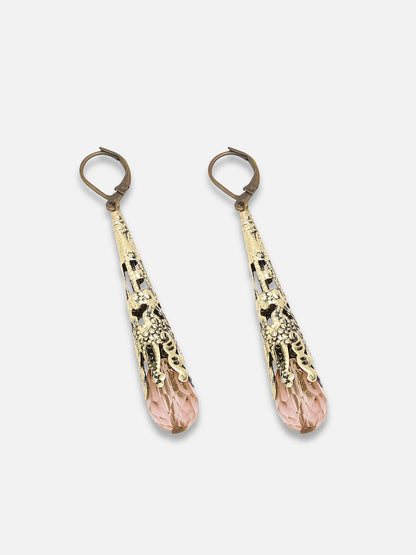 GOLD PLATED PARTY DESIGNER STONE DROP EARRING FOR WOMEN