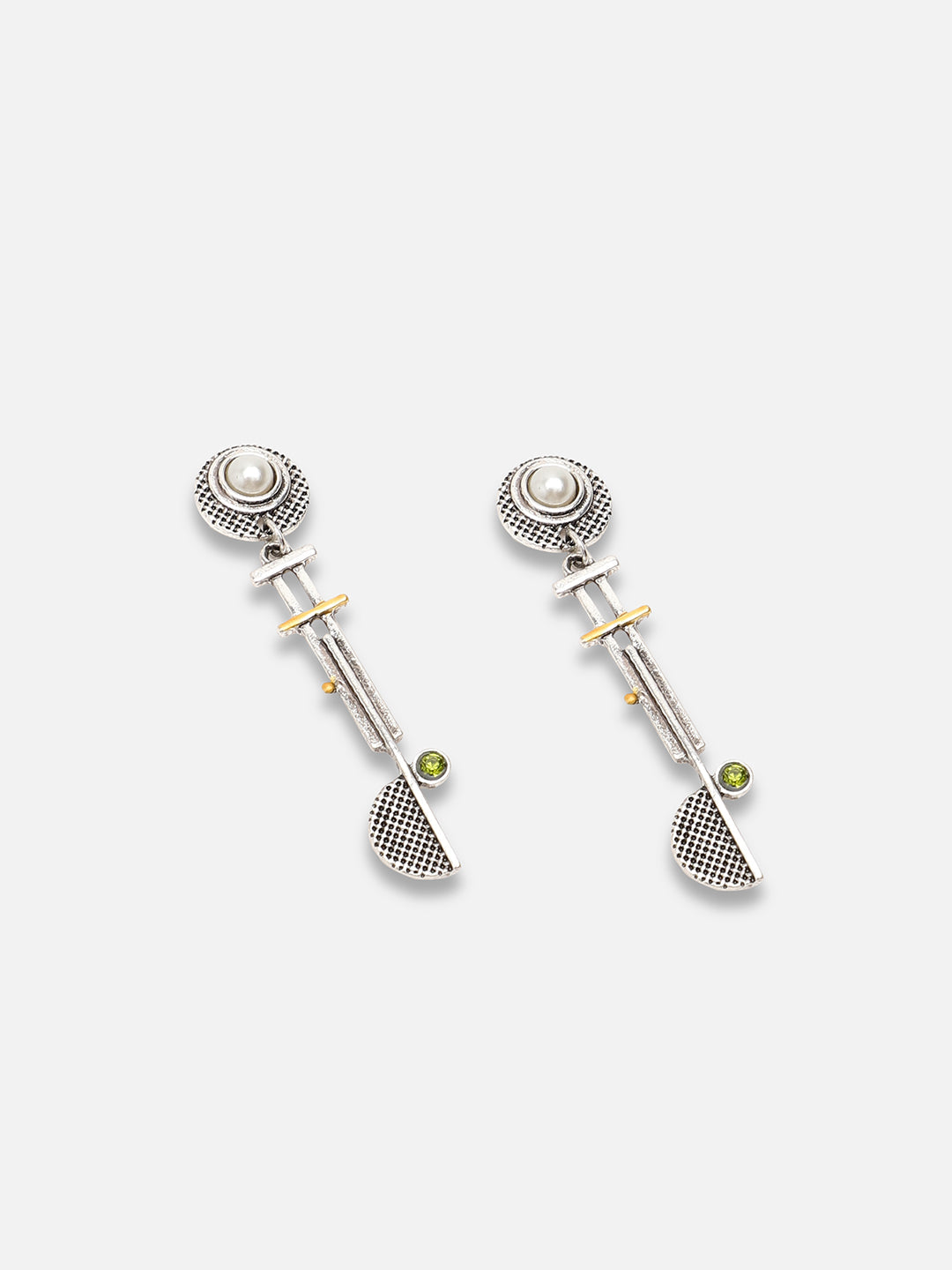 SILVER PLATED PARTY DESIGNER STONE DROP EARRING FOR WOMEN