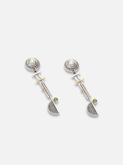 SILVER PLATED PARTY DESIGNER STONE DROP EARRING FOR WOMEN