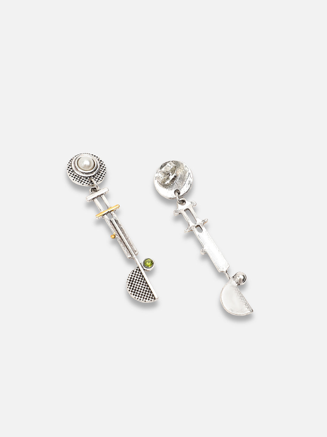 SILVER PLATED PARTY DESIGNER STONE DROP EARRING FOR WOMEN