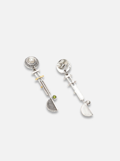 SILVER PLATED PARTY DESIGNER STONE DROP EARRING FOR WOMEN