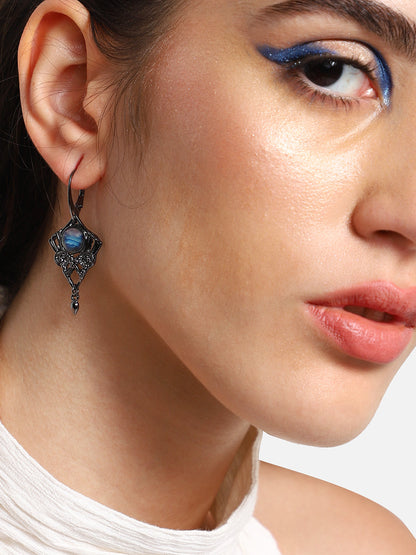GOLD PLATED PARTY DESIGNER STONE DROP EARRING FOR WOMEN