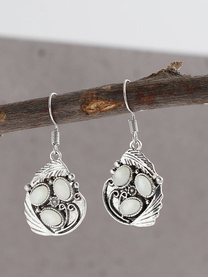 SILVER PLATED PARTY DESIGNER STONE DROP EARRING FOR WOMEN