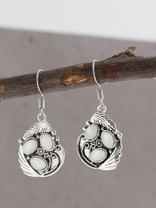 SILVER PLATED PARTY DESIGNER STONE DROP EARRING FOR WOMEN