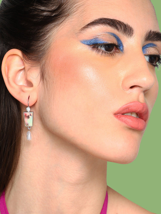 GOLD PLATED PARTY DESIGNER STONE DROP EARRING FOR WOMEN