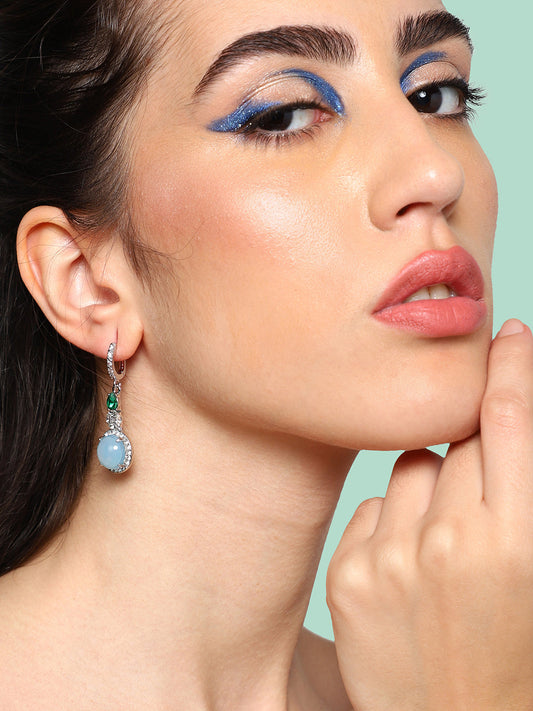 GOLD PLATED PARTY DESIGNER STONE DROP EARRING FOR WOMEN