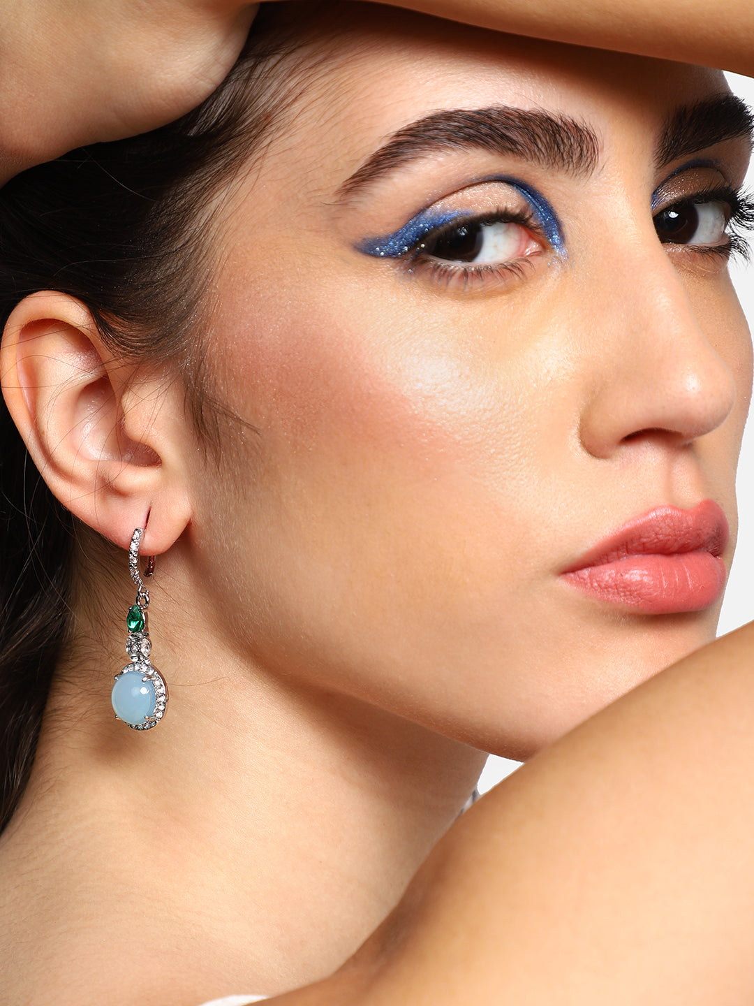GOLD PLATED PARTY DESIGNER STONE DROP EARRING FOR WOMEN
