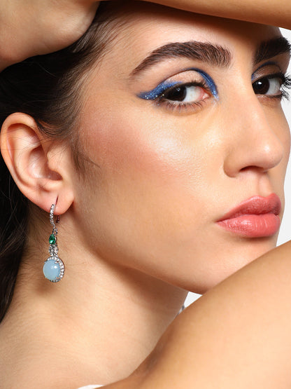 GOLD PLATED PARTY DESIGNER STONE DROP EARRING FOR WOMEN