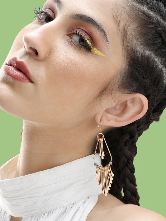 GOLD PLATED PARTY DESIGNER STONE DROP EARRING FOR WOMEN
