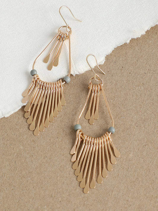 GOLD PLATED PARTY DESIGNER STONE DROP EARRING FOR WOMEN