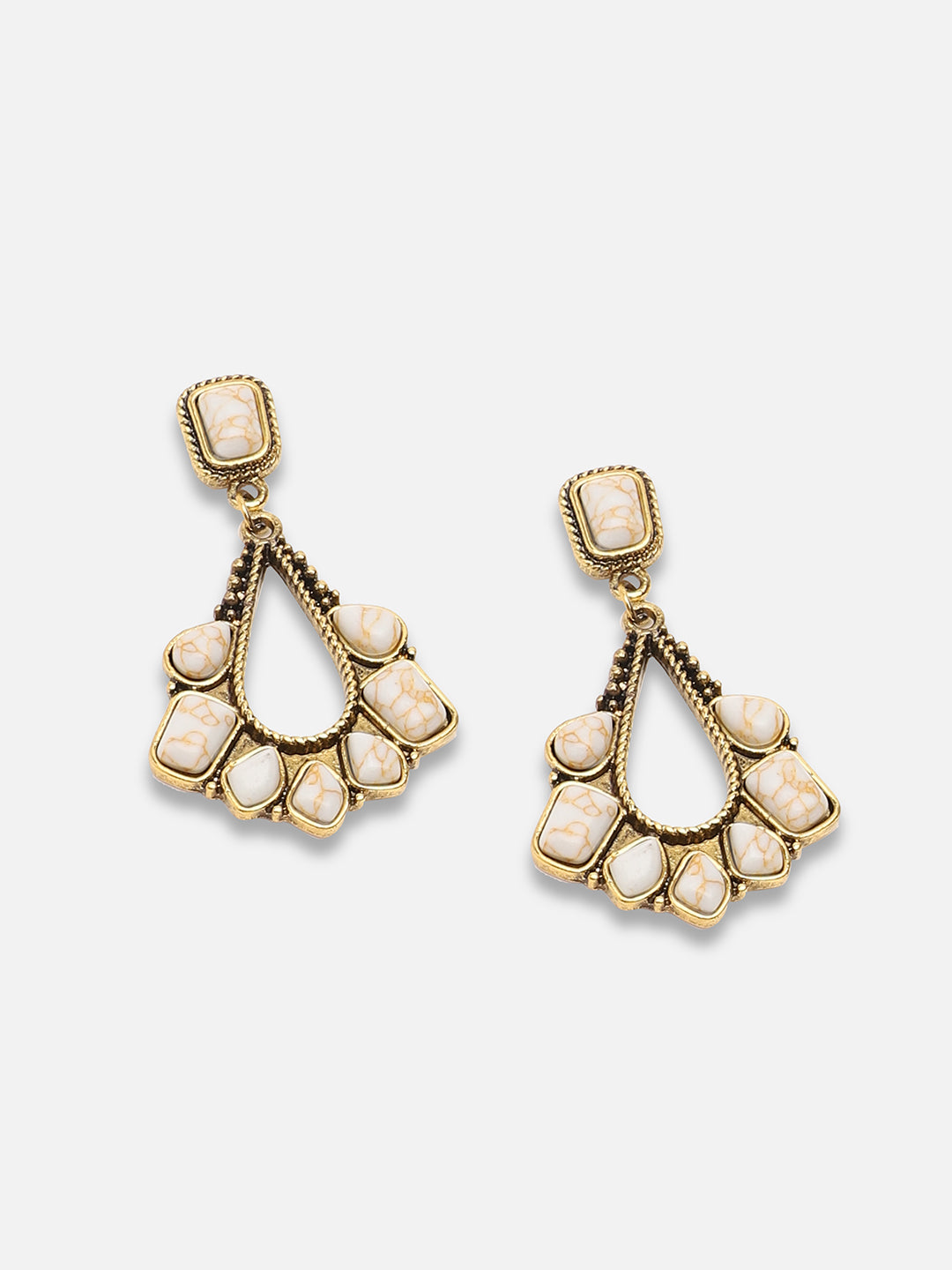 GOLD PLATED PARTY DESIGNER STONE DROP EARRING FOR WOMEN