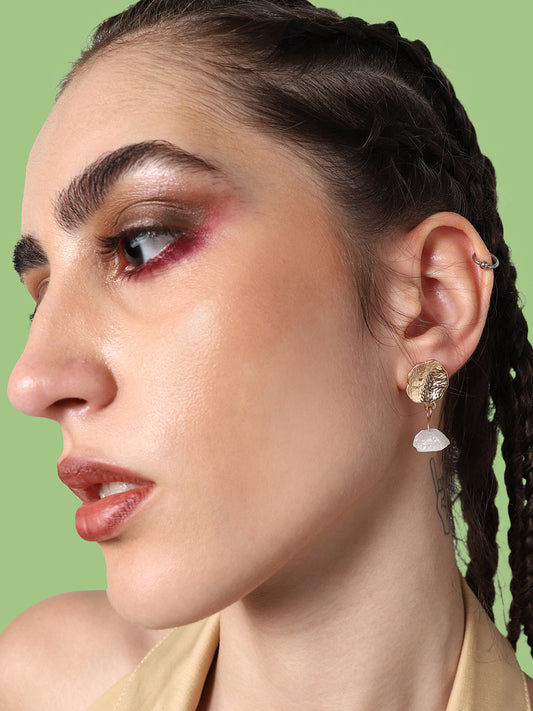 GOLD PLATED PARTY DESIGNER STONE DROP EARRING FOR WOMEN
