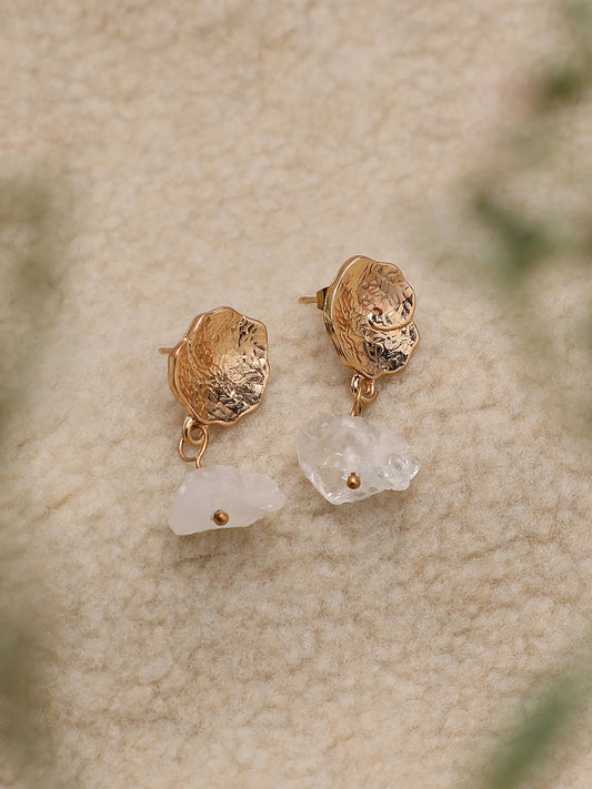 GOLD PLATED PARTY DESIGNER STONE DROP EARRING FOR WOMEN