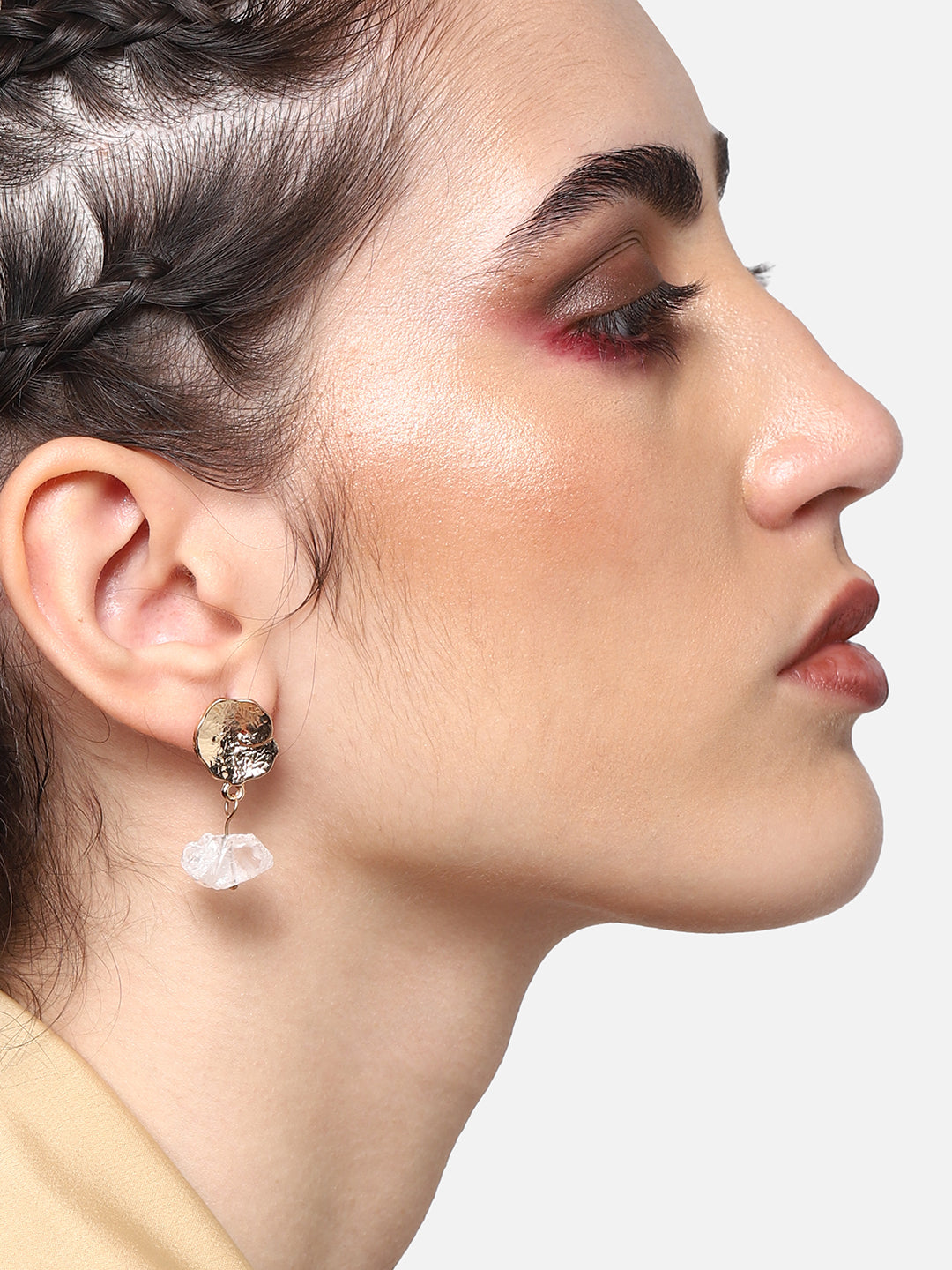 GOLD PLATED PARTY DESIGNER STONE DROP EARRING FOR WOMEN