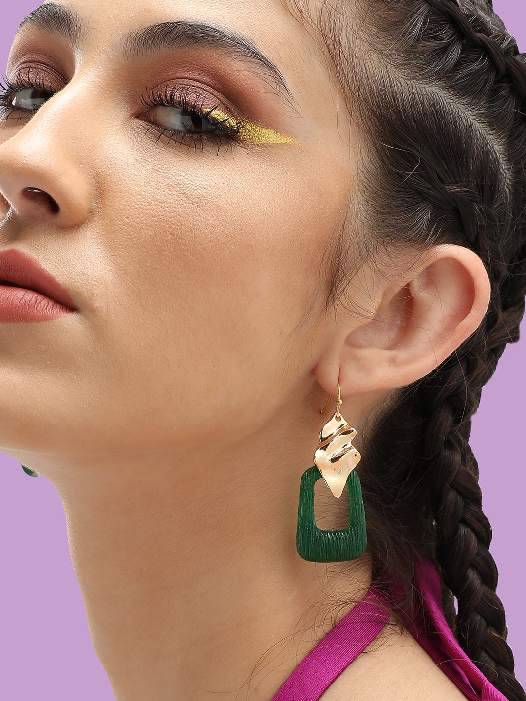 GOLD PLATED PARTY DESIGNER STONE DROP EARRING FOR WOMEN