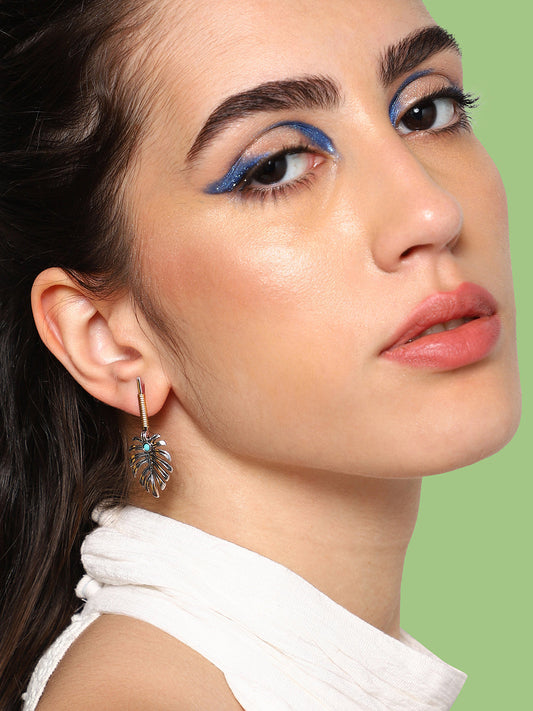 GOLD PLATED PARTY DESIGNER STONE DROP EARRING FOR WOMEN