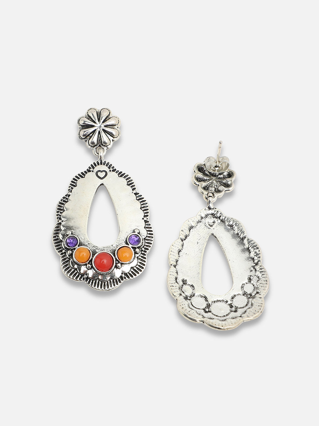 SILVER PLATED PARTY DESIGNER STONE DROP EARRING FOR WOMEN