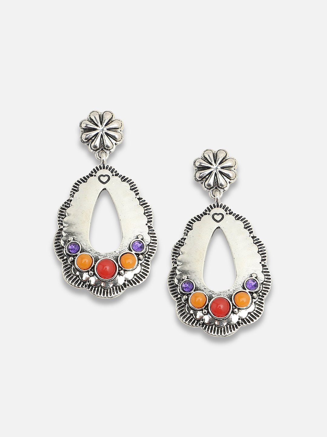 SILVER PLATED PARTY DESIGNER STONE DROP EARRING FOR WOMEN