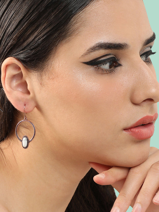 GOLD PLATED PARTY DESIGNER STONE DROP EARRING FOR WOMEN